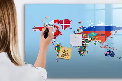Tableau magnétique pour dessiner carte avec drapeaux