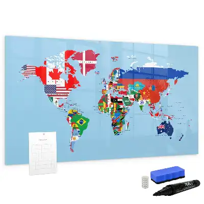 Tableau magnétique pour dessiner carte avec drapeaux