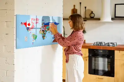 Tableau magnétique pour dessiner carte avec drapeaux