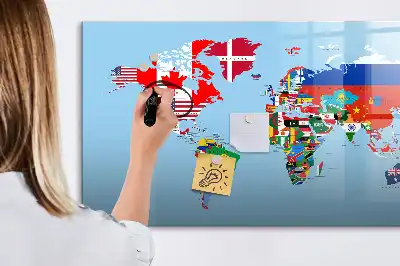 Tableau magnétique pour dessiner carte avec drapeaux