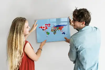 Tableau magnétique pour dessiner carte avec drapeaux