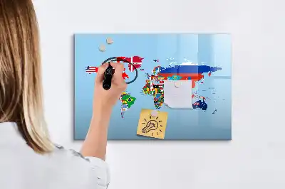 Tableau magnétique pour dessiner carte avec drapeaux
