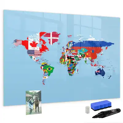 Tableau magnétique pour dessiner carte avec drapeaux