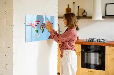 Tableau magnétique pour dessiner carte avec drapeaux