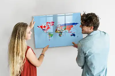 Tableau magnétique pour dessiner carte avec drapeaux