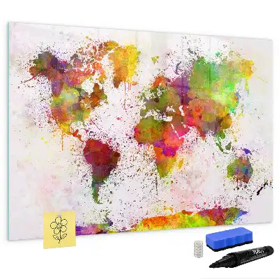 Tableau magnétique à dessiner carte du monde en aquarelle
