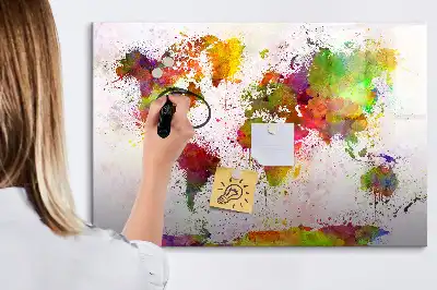 Tableau magnétique à dessiner carte du monde en aquarelle