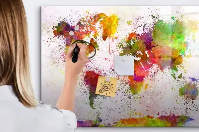 Tableau magnétique à dessiner carte du monde en aquarelle
