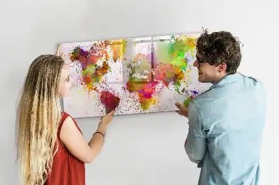 Tableau magnétique à dessiner carte du monde en aquarelle