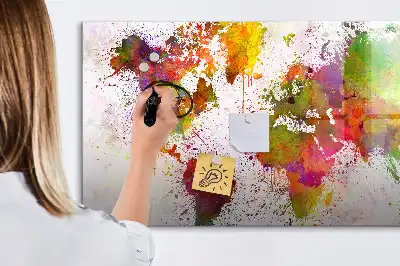 Tableau magnétique à dessiner carte du monde en aquarelle