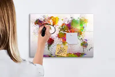 Tableau magnétique à dessiner carte du monde en aquarelle