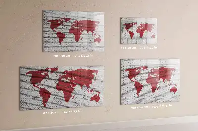 Tableau magnétique à dessiner motif carte du monde sur mur de briques