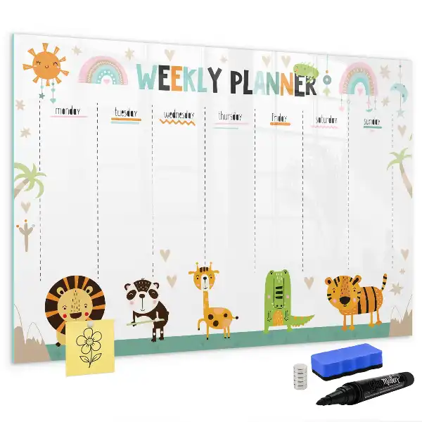 Tableau magnétique pour dessiner motif animaux pour planificateur hebdomadaire