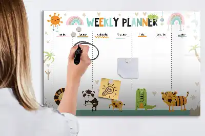 Tableau magnétique pour dessiner motif animaux pour planificateur hebdomadaire