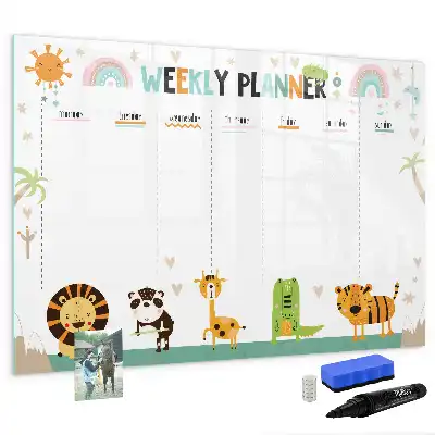 Tableau magnétique pour dessiner motif animaux pour planificateur hebdomadaire
