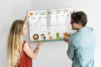 Tableau magnétique pour dessiner motif animaux pour planificateur hebdomadaire