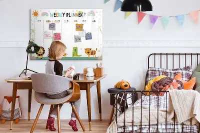 Tableau magnétique pour dessiner motif animaux pour planificateur hebdomadaire