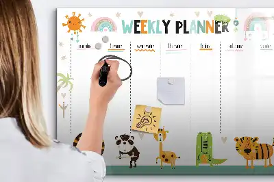 Tableau magnétique pour dessiner motif animaux pour planificateur hebdomadaire
