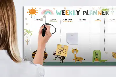 Tableau magnétique pour dessiner motif animaux pour planificateur hebdomadaire