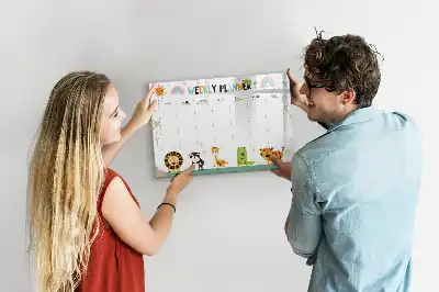 Tableau magnétique pour dessiner motif animaux pour planificateur hebdomadaire