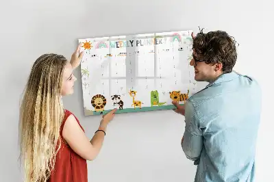 Tableau magnétique pour dessiner motif animaux pour planificateur hebdomadaire