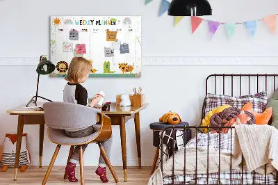 Tableau magnétique pour dessiner motif animaux pour planificateur hebdomadaire