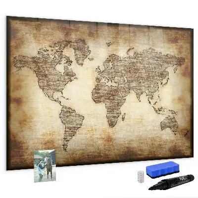 Tableau magnétique à dessiner motif ancienne carte du monde