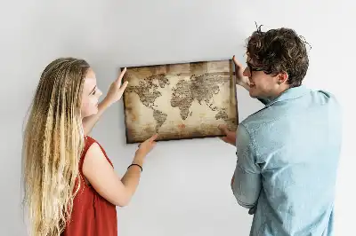 Tableau magnétique à dessiner motif ancienne carte du monde