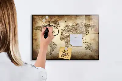 Tableau magnétique à dessiner motif ancienne carte du monde