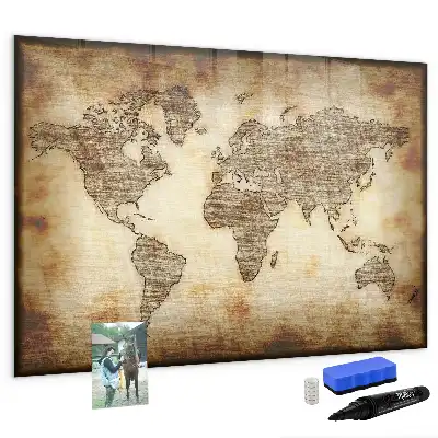 Tableau magnétique à dessiner motif ancienne carte du monde