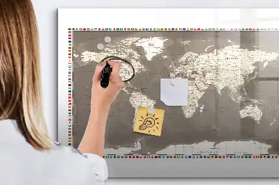 Tableau magnétique pour dessiner carte du monde brune