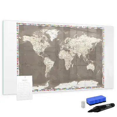 Tableau magnétique pour dessiner carte du monde brune