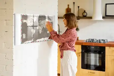 Tableau magnétique pour dessiner carte du monde brune