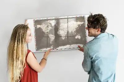 Tableau magnétique pour dessiner carte du monde brune