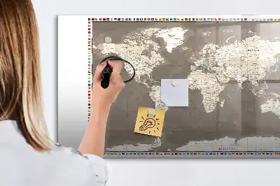 Tableau magnétique pour dessiner carte du monde brune