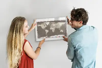 Tableau magnétique pour dessiner carte du monde brune