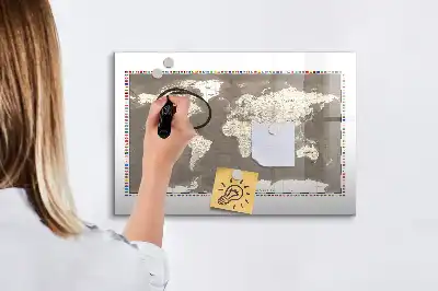 Tableau magnétique pour dessiner carte du monde brune