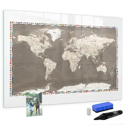 Tableau magnétique pour dessiner carte du monde brune