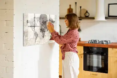 Tableau magnétique à dessiner motif carte du monde en journal