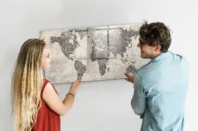 Tableau magnétique à dessiner motif carte du monde en journal