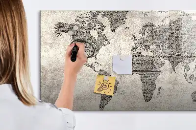 Tableau magnétique à dessiner motif carte du monde en journal