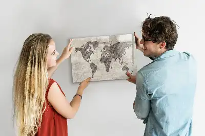 Tableau magnétique à dessiner motif carte du monde en journal