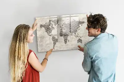 Tableau magnétique à dessiner motif carte du monde en journal