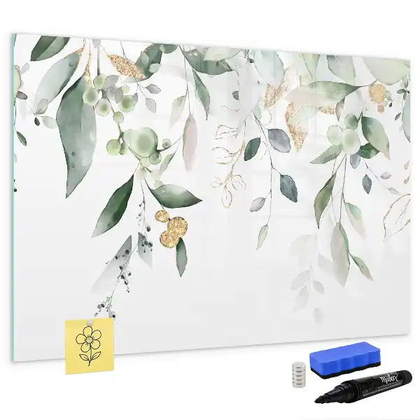 Tableau magnétique à dessiner motif feuilles de plantes