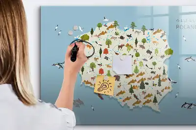 Tableau magnétique pour dessiner carte des animaux de Pologne