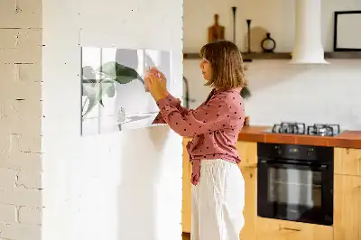 Tableau magnétique à dessiner motif feuilles abstraites