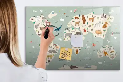 Carte du monde des animaux tableau magnétique pour dessiner