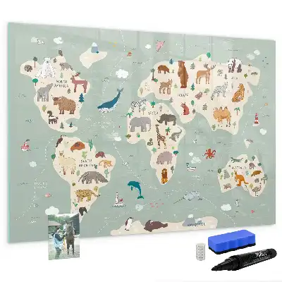 Carte du monde des animaux tableau magnétique pour dessiner