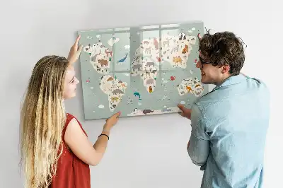 Carte du monde des animaux tableau magnétique pour dessiner
