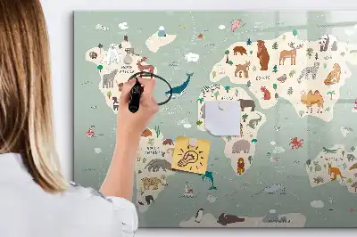 Carte du monde des animaux tableau magnétique pour dessiner
